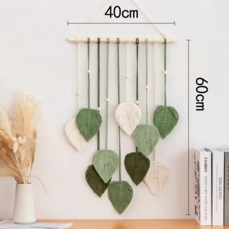 🍃 Handwoven Macramé Leaf Wall Hanging Ornament ✨