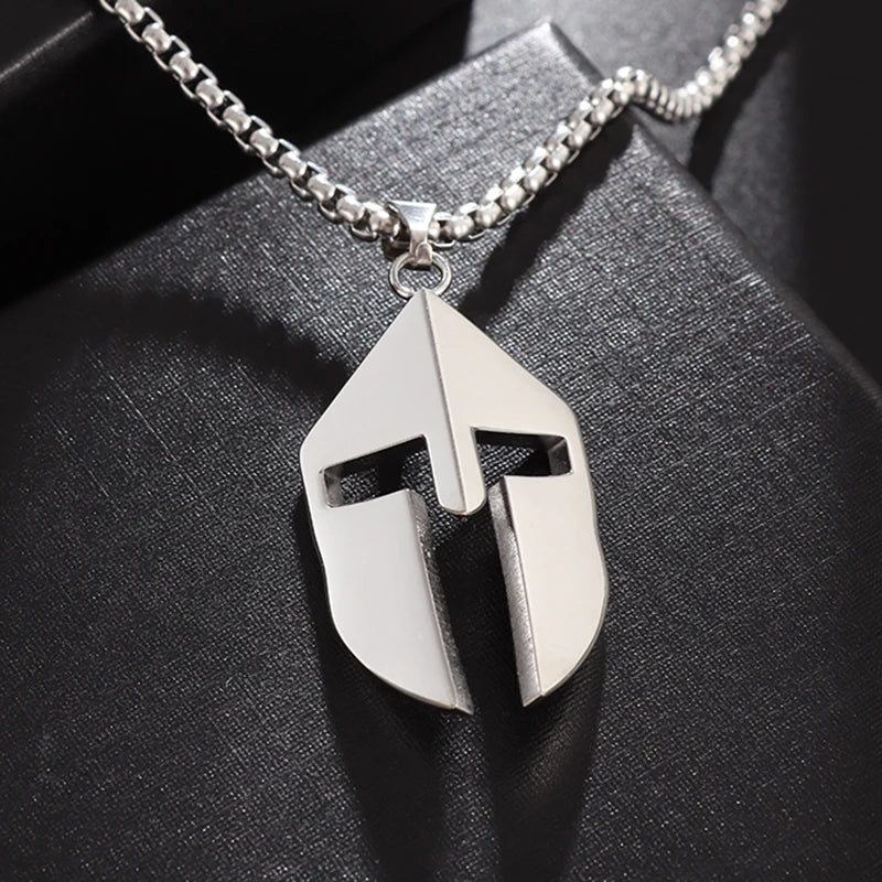 Antique Greek Spartan Helmet Necklace โ Premium Stainless Steel Pendant for Unisex Luxury Style