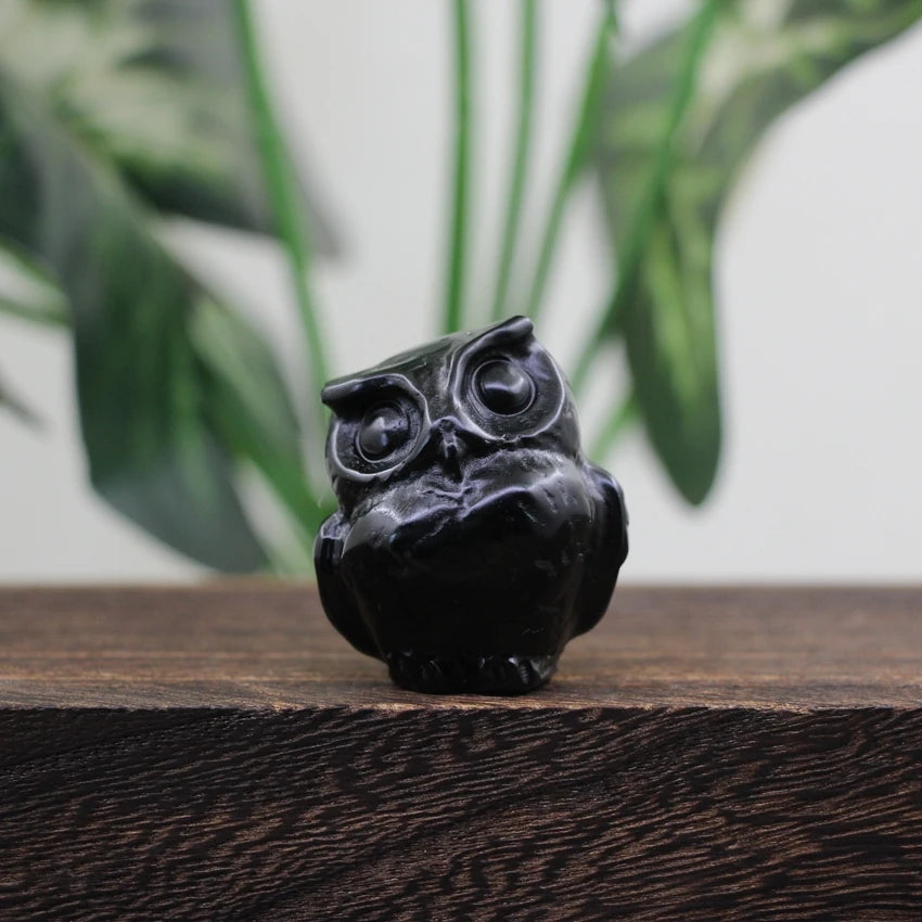 Hand Carved Gemstone Owl Statue – Mini Crystal Quartz Figurine, Healing Animal Ornament for Home & Office Décor Gifts"