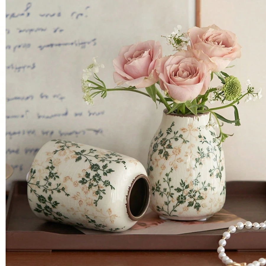 Ice Crackle Handmad🌊 Ice Crackle Ceramic Vase – Handmade Boho Charm 🖐️🏺e Ceramic Vase – Bohemian Art for Home Décor, Perfect for Fresh & Dry Flowers in Living Rooms & Offices