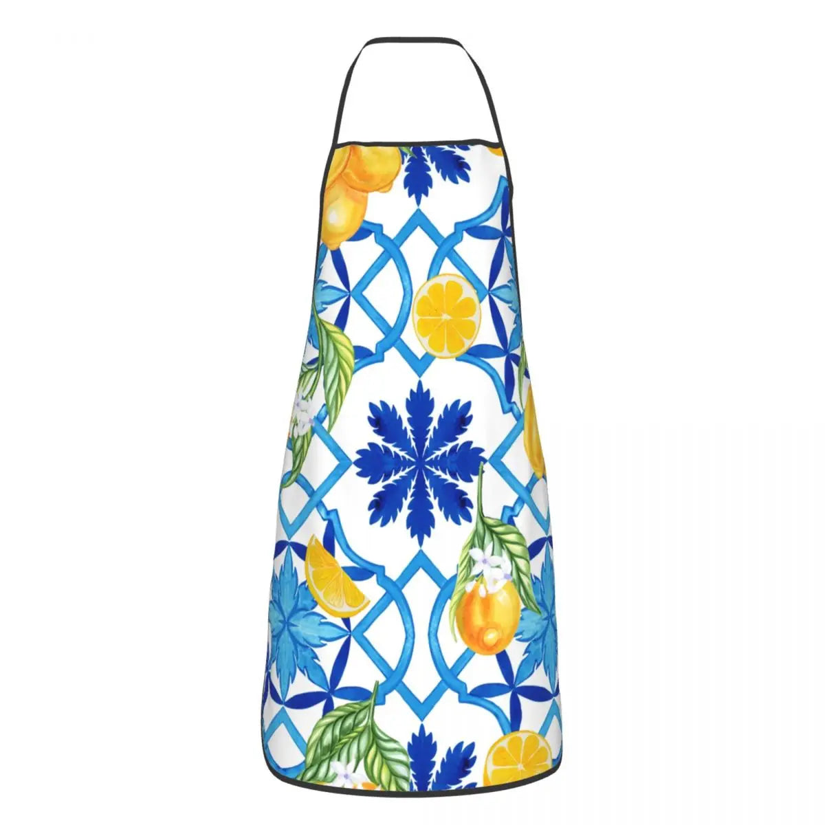 Custom Sicilian Tiles Summer Fruit Apron โ Oranges & Lemons Bib for Women & Men, Unisex Kitchen Cooking Tablier