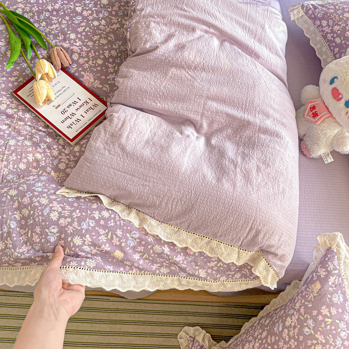 🌸✨ INS Princess Bedding Set 👑 | Ruffle Lace Quilt Cover 💕 Romantic Korean Style Floral 🌷 Bedclothes for Women & Girls 🛏️💖