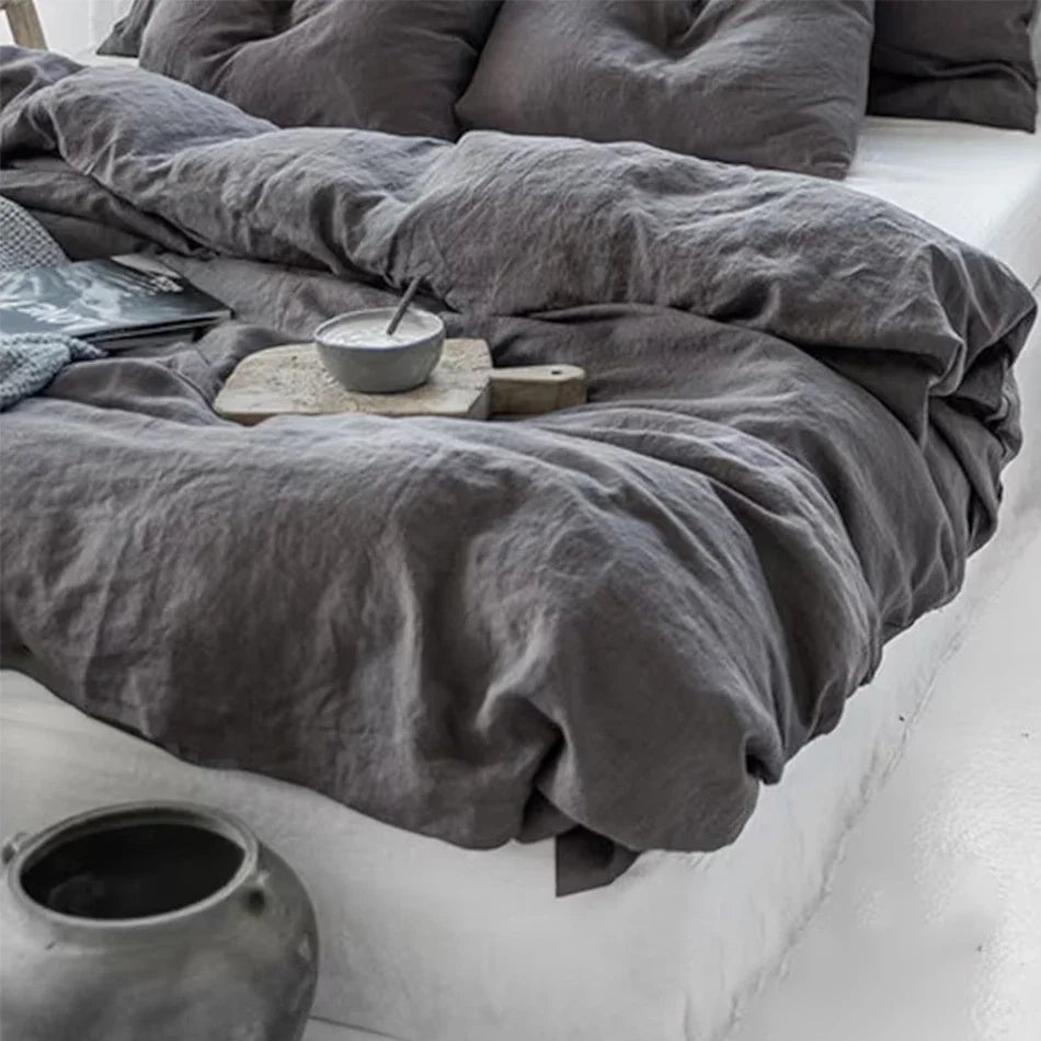 100% Linen Stone-Washed Duvet Cover & Pillowcase