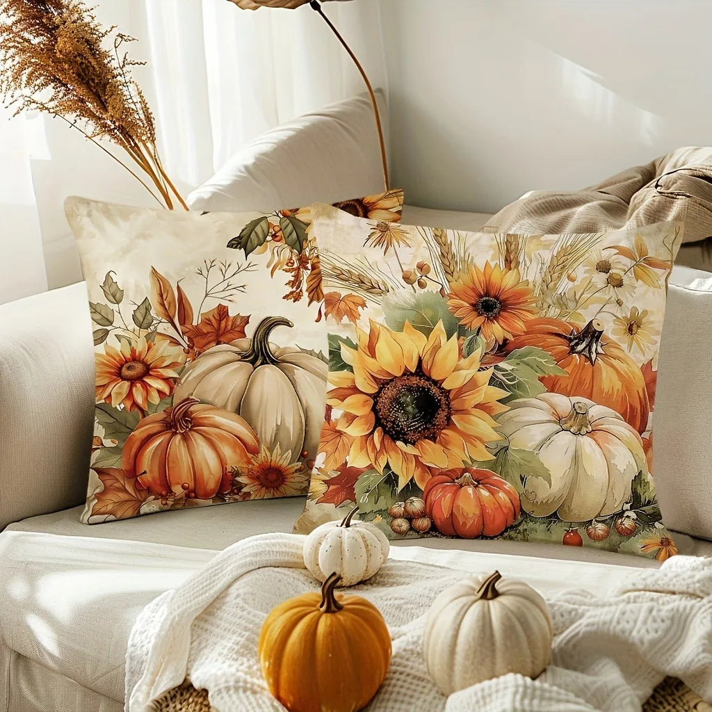 🐿️ Autumn-Themed Squirrel & Pumpkin Pillow Covers 🎃