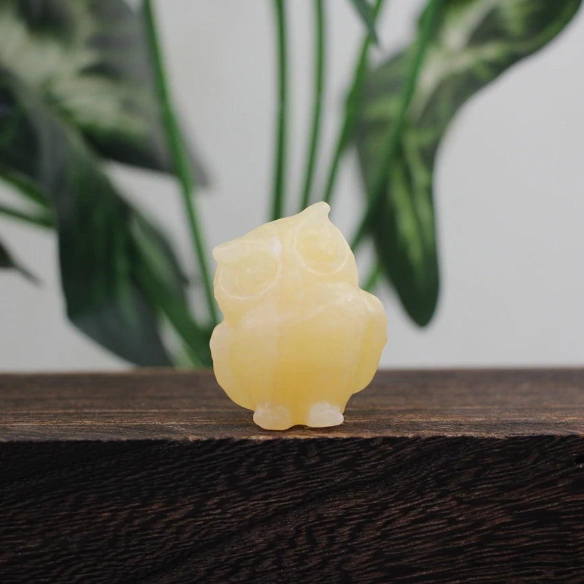 Hand Carved Gemstone Owl Statue – Mini Crystal Quartz Figurine, Healing Animal Ornament for Home & Office Décor Gifts"