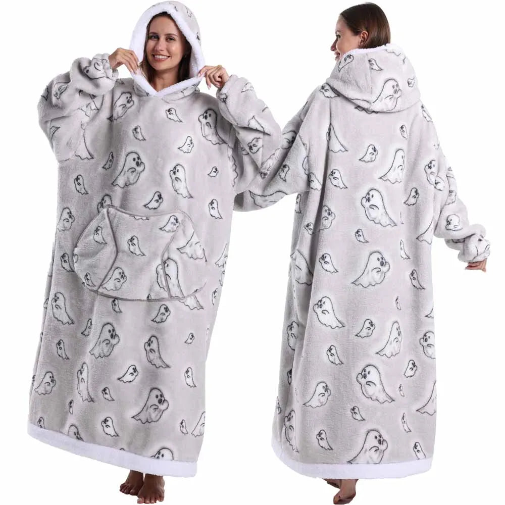 🎃👻 Oversized Wearable TV Blanket Sweatshirt (Halloween & Winter Cozy) 🛋️