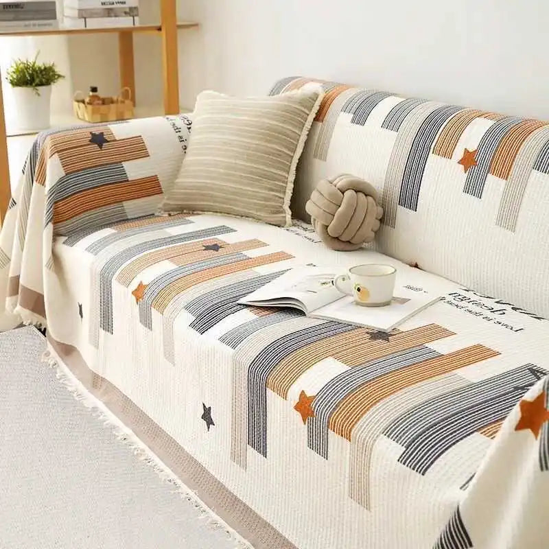 Universal One-Piece Sofa Cover – Cotton Linen or Faux Leather, Anti-Slip, Modern Simple Style Home Fabric