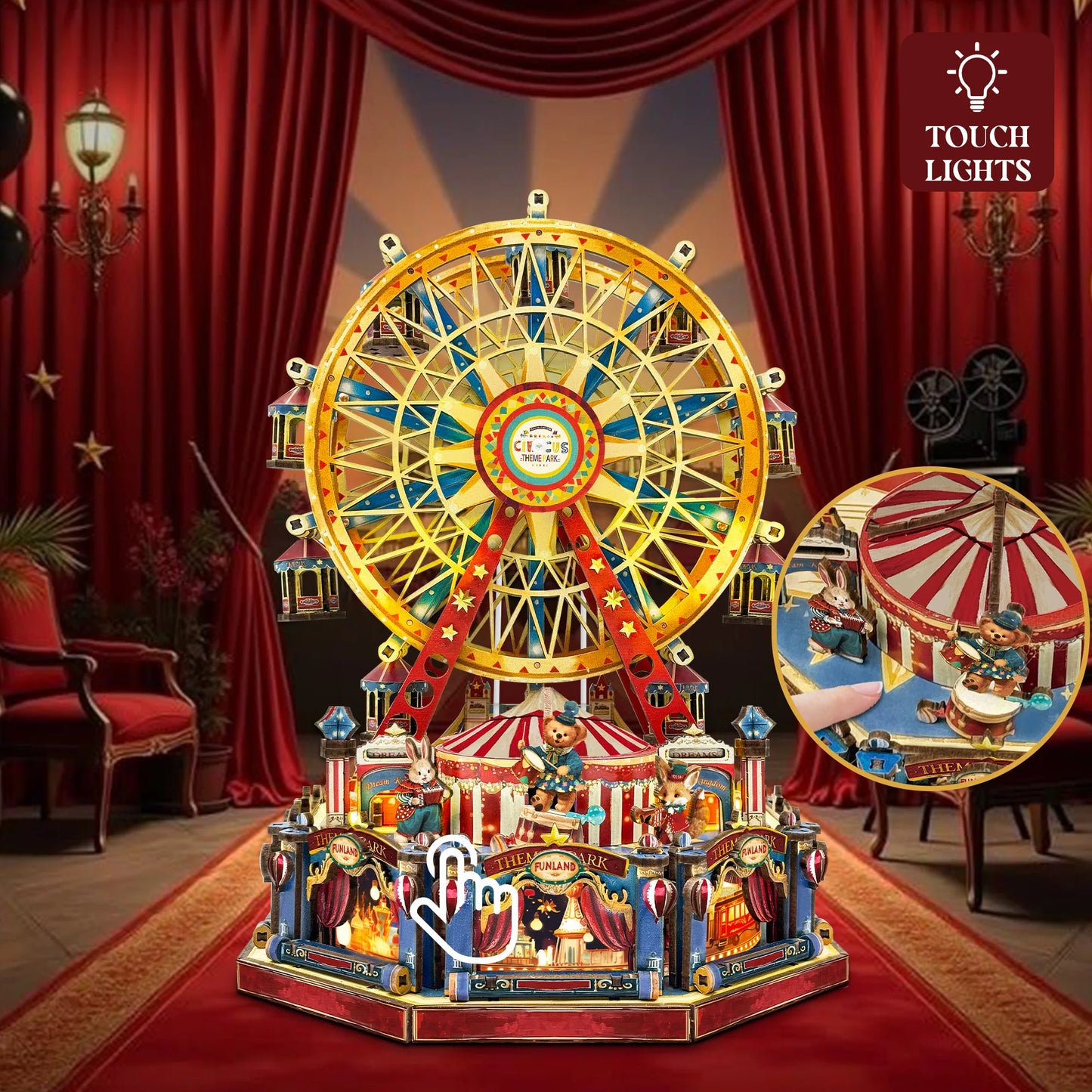 DIY 3D Wooden Miniature Ferris Wheel Music Box Dollhouse Kit with Furniture โ Perfect Gift for Friends