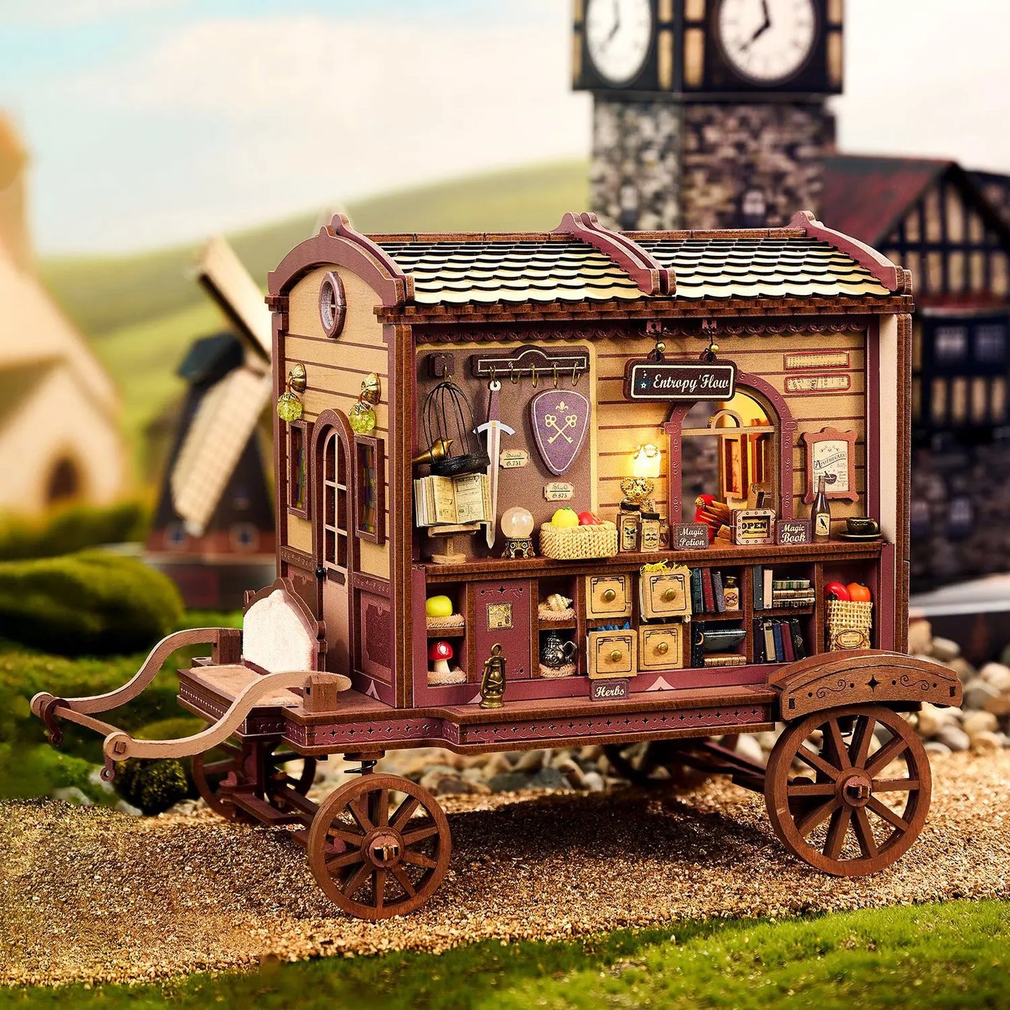 Wooden 3D Miniature Model Kit with Furniture | Magic Cabin Dollhouse Gift for Friends
