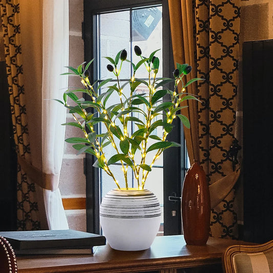 1PC / 3PCS Artificial Olive Branch LED Light โ DIY Handcrafted Home, Restaurant & Office Desk Night Decoration