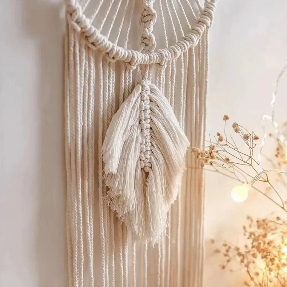 🌙 Handwoven Moon Macramé Dream Catcher Tapestry ✨