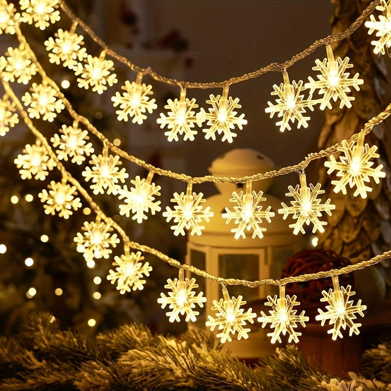 ❄️✨ Dazzling LED Snowflake Garland Lights - Christmas Tree & Home Decor 2025! 💡