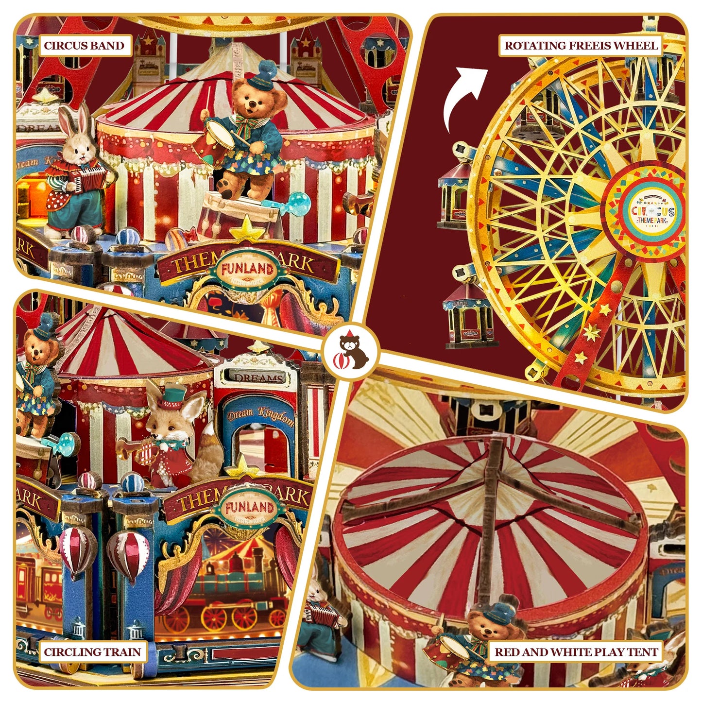 DIY 3D Wooden Miniature Ferris Wheel Music Box Dollhouse Kit with Furniture โ Perfect Gift for Friends