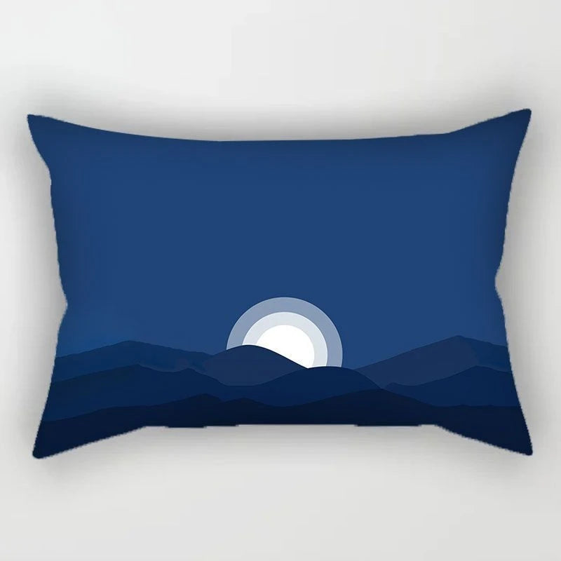 Luxury Blue Rectangle Pillow โ Modern Geometric Accent for Sofa or Couch