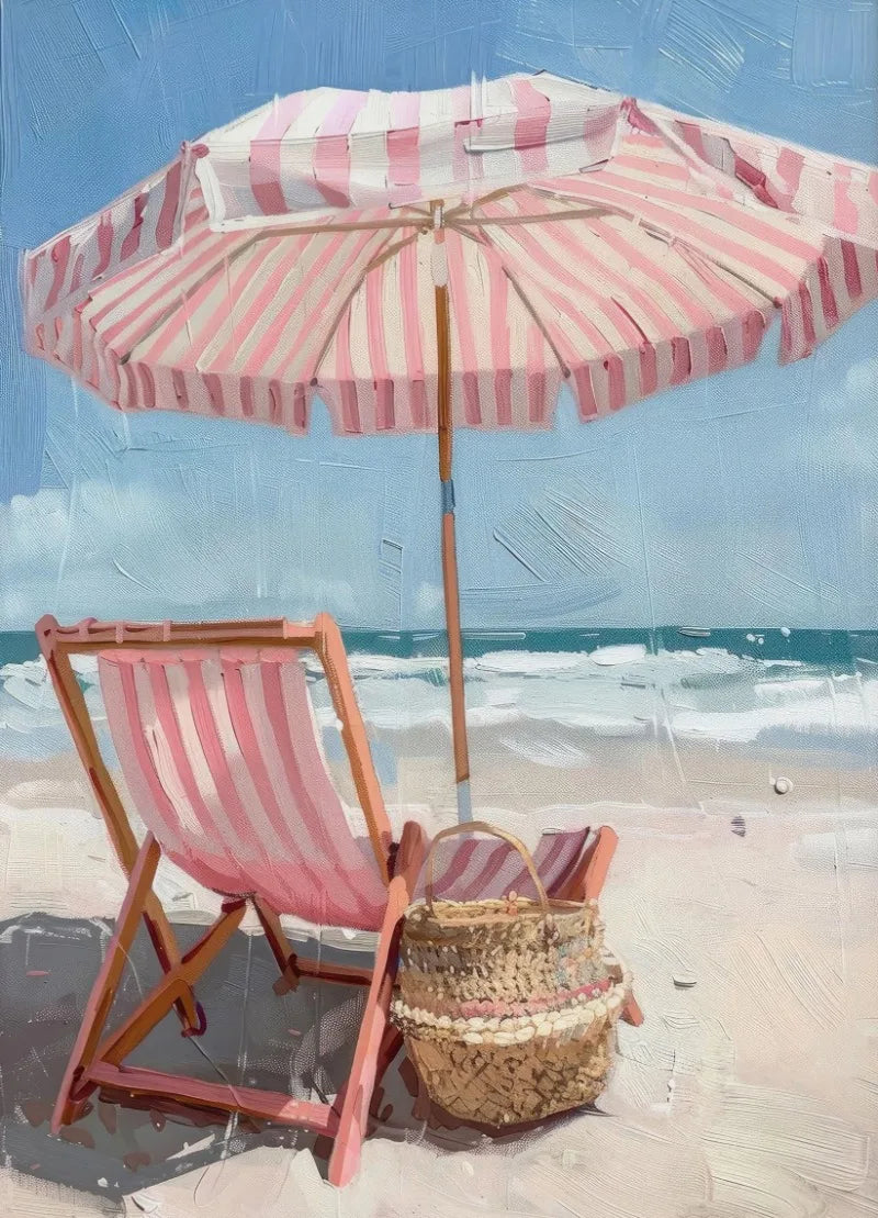 🌴 Greek Summer Beach Canvas Wall Art – Modern Coastal Decor