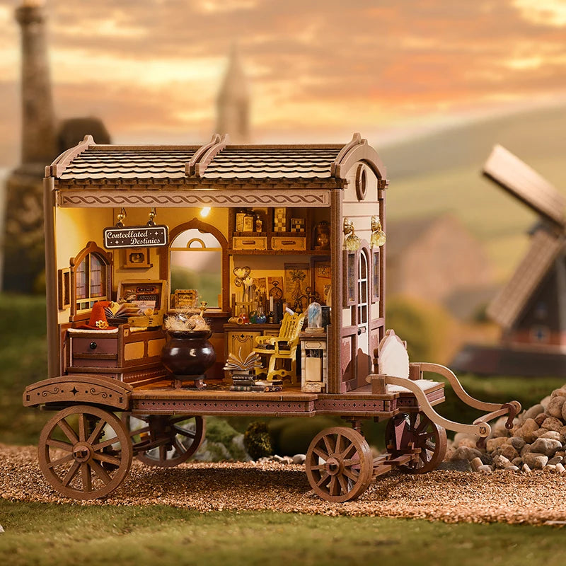 Wooden 3D Miniature Model Kit with Furniture | Magic Cabin Dollhouse Gift for Friends