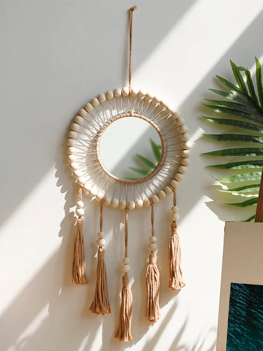 ๐ Boho Dream Catcher Macrame Wall Mirror โจ