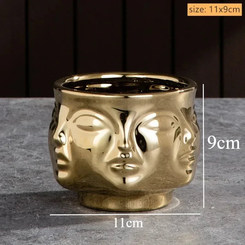 Artistic Ceramic Face Vase – Handmade Sculpture for Flowers, Candles & Decorative Storage