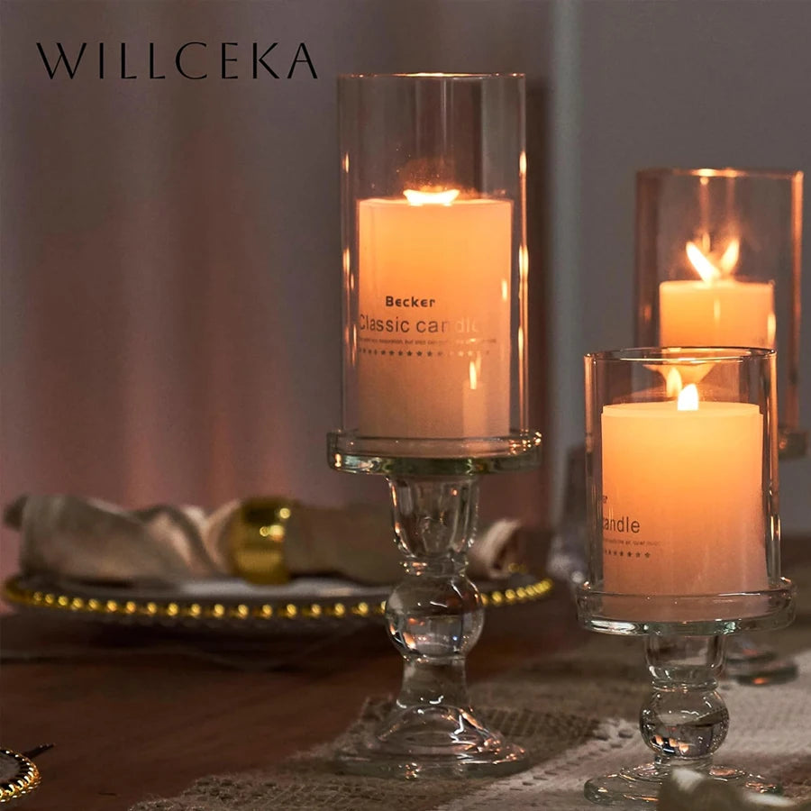 ✨ Crystal Glass Candle Holders 🕯️ | Cone-Shaped Design 💎 | Perfect for Weddings, Dining Tables & Home Decor 🌸