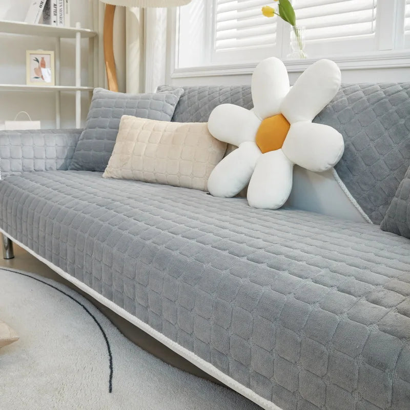 Striped Thick Warm Furry Sofa Cover – Anti-Slip Sofa Mat, Cozy Living Room Blanket or Towel