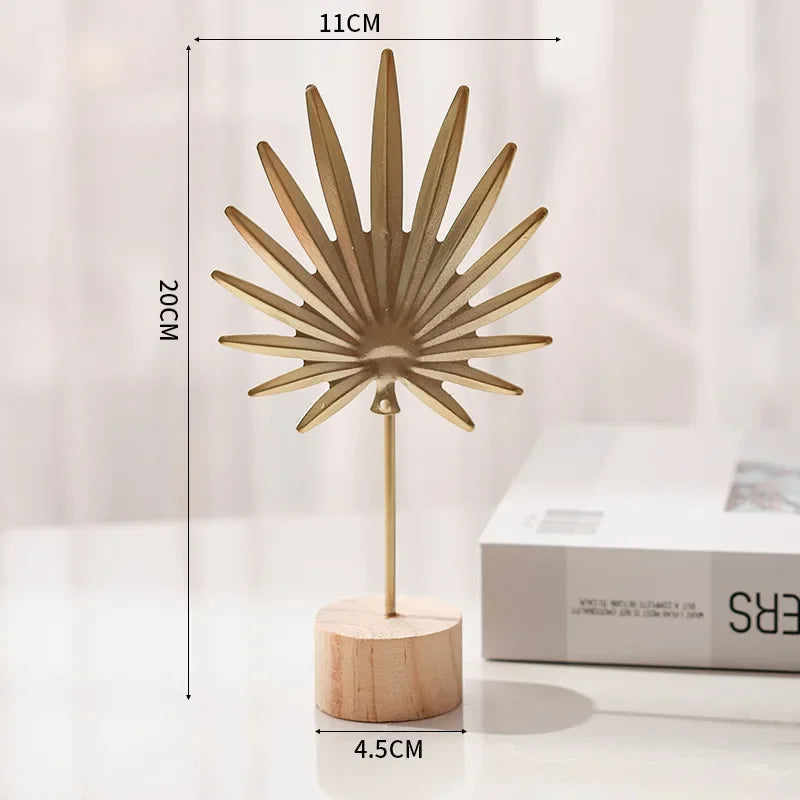 Golden Leaf & Feather Metal Figurines