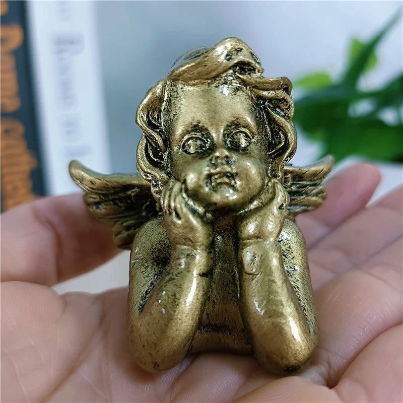 Golden Angel Fairy Figurine – Resin Craft Little Girl Statue for Wedding, Home Décor & Prayer Ornament
