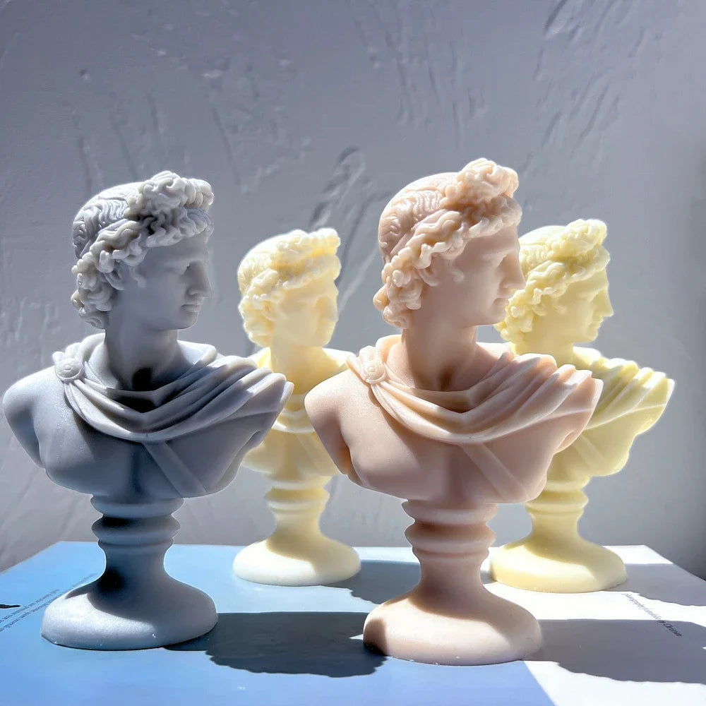 ๐๏ธ Artemis & Apollo Silicone Bust Mold โ Greek Goddess & God Candle Mold | Roman Sculpture Wax Mold for DIY Art & Crafts