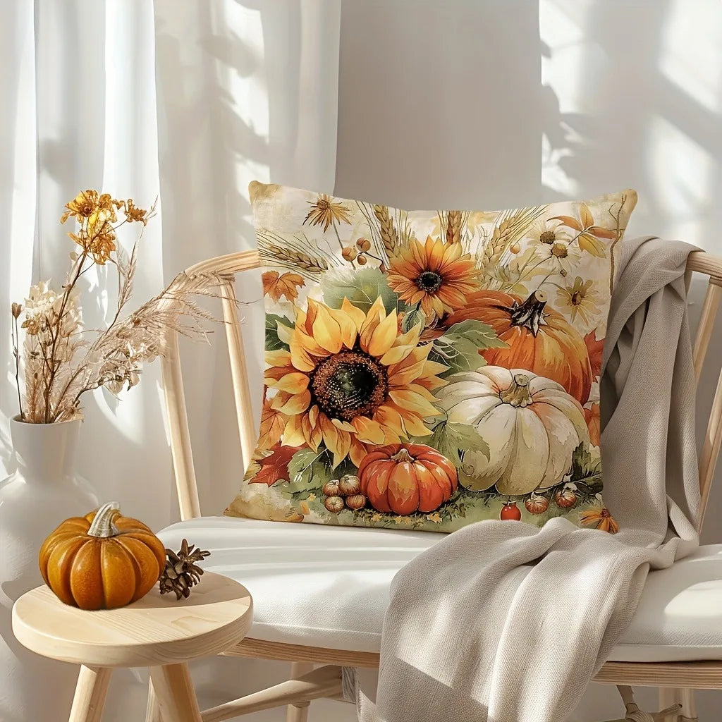 🐿️ Autumn-Themed Squirrel & Pumpkin Pillow Covers 🎃