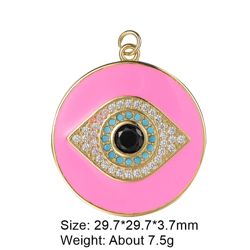 👁️ Juya 18K Gold Plated Greek Evil Eye Charms – Handmade Luxury Pendants with Cubic Zirconia for DIY Jewelry Making