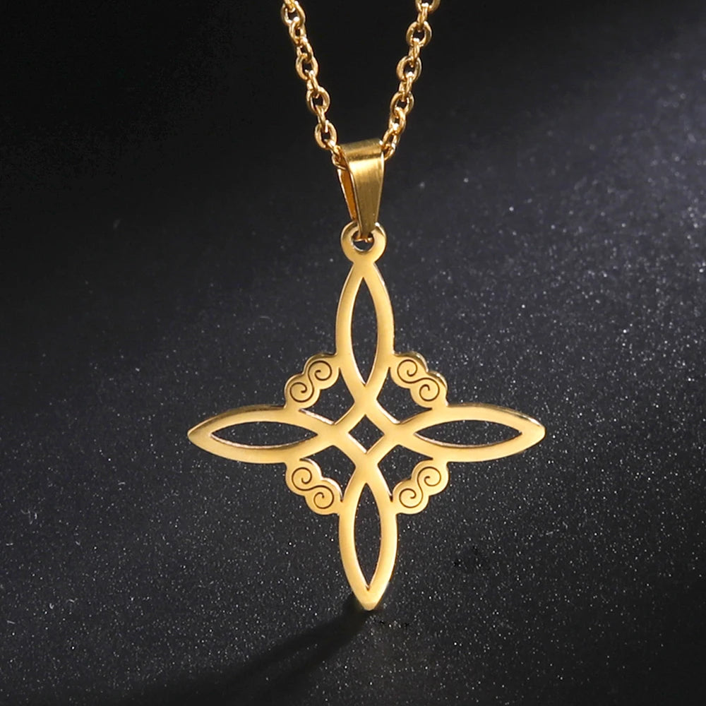 🛡️ Ancient Greek Mythology Witch Knot Necklace – Stainless Steel Protection Amulet for Women | Wiccan & Spiritual Jewelry