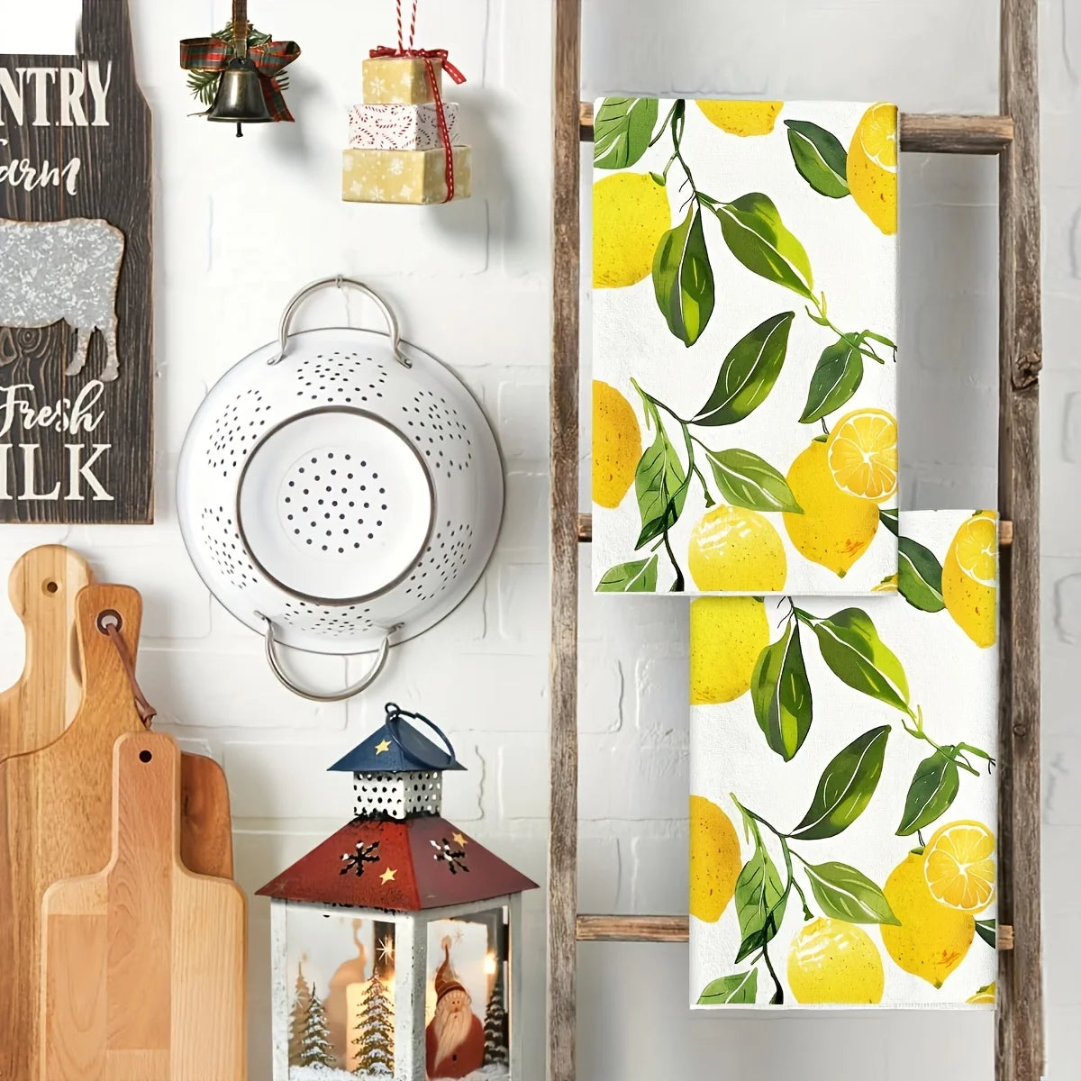2 Pack Yellow Lemon Kitchen Towels – Super Absorbent Soft Polyester Tea & Dish Towels, Ideal for Cooking, Baking & Home Gift