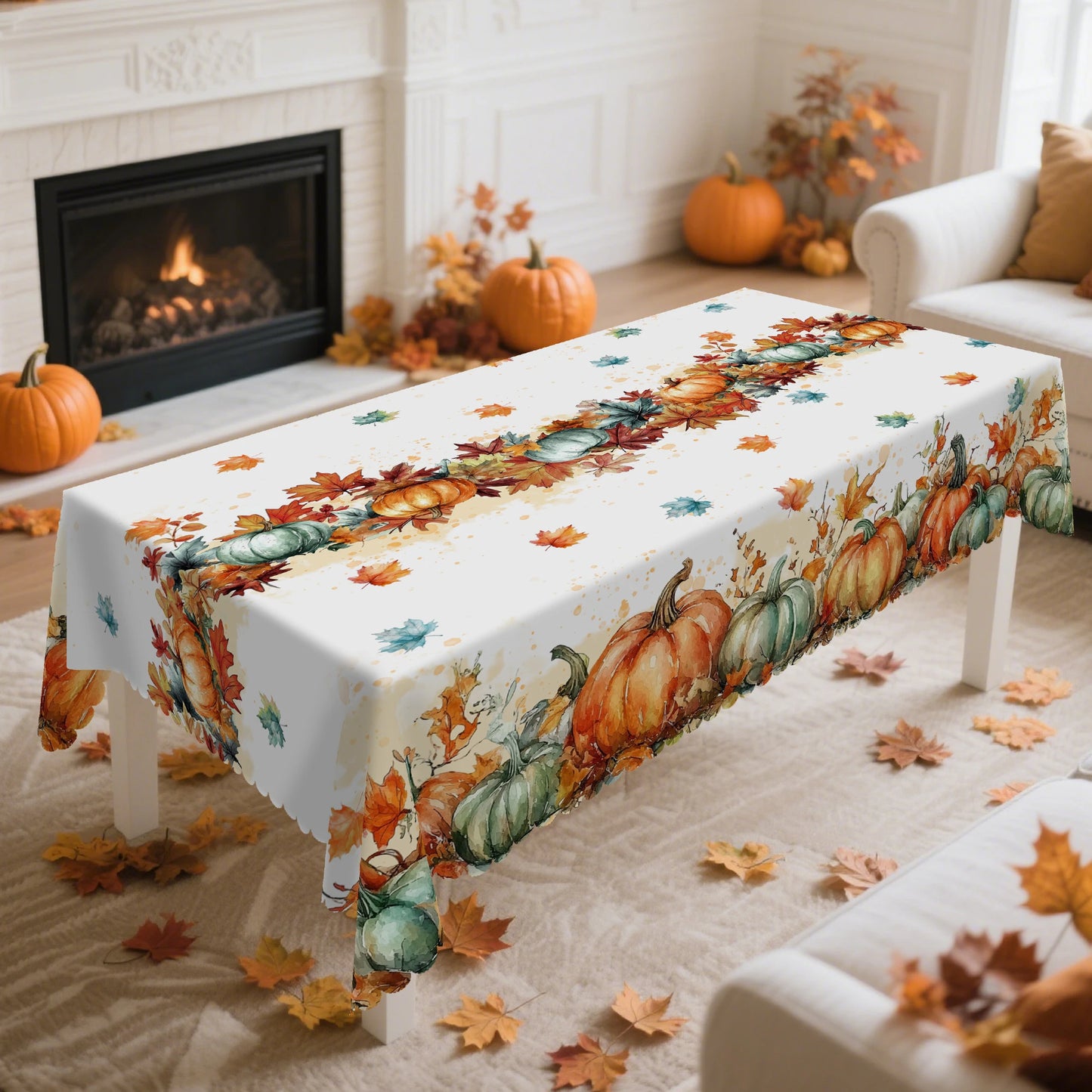 🍁🎃 Autumn Thanksgiving Themed Tablecloth (Waterproof & Oilproof) ✨