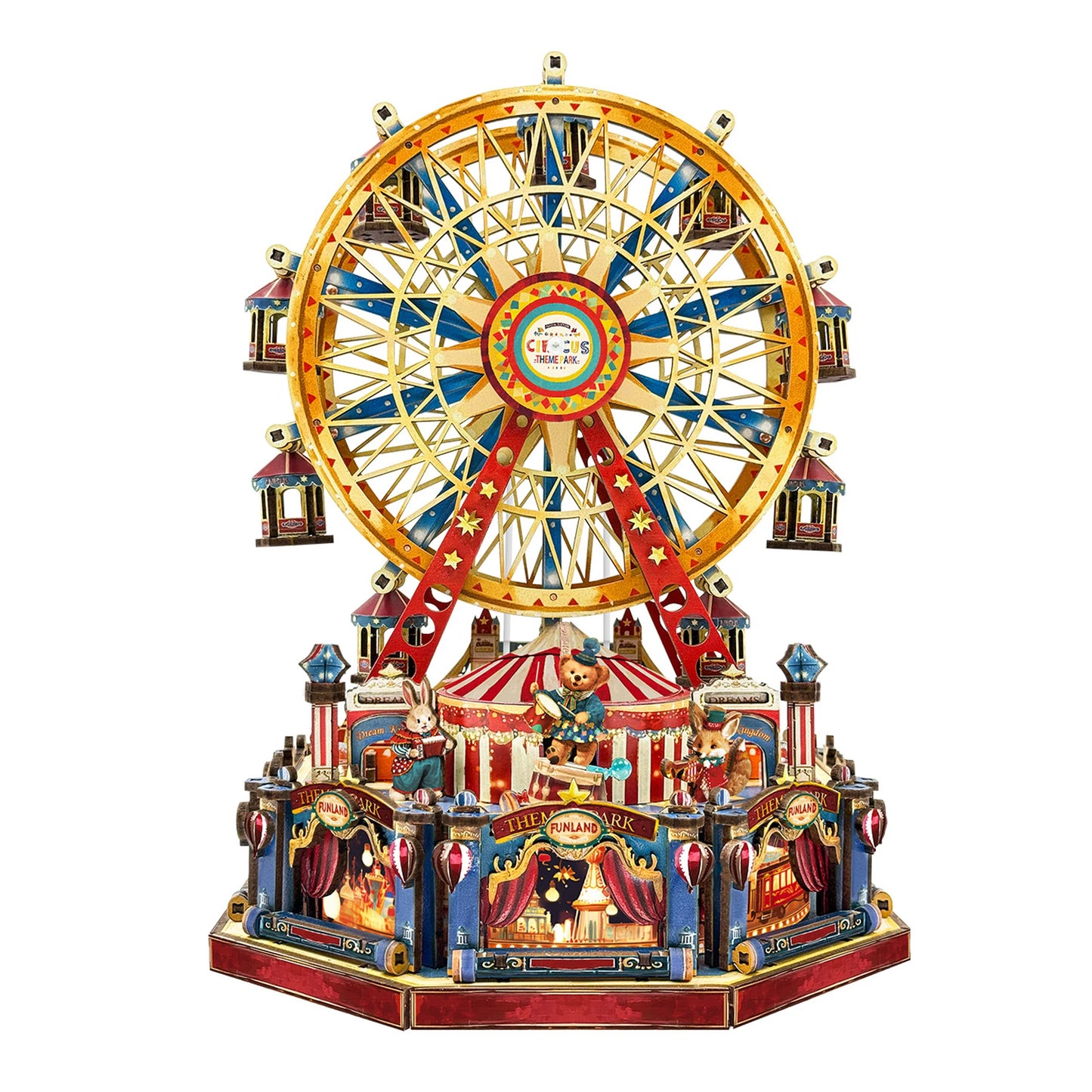 DIY 3D Wooden Miniature Ferris Wheel Music Box Dollhouse Kit with Furniture โ Perfect Gift for Friends