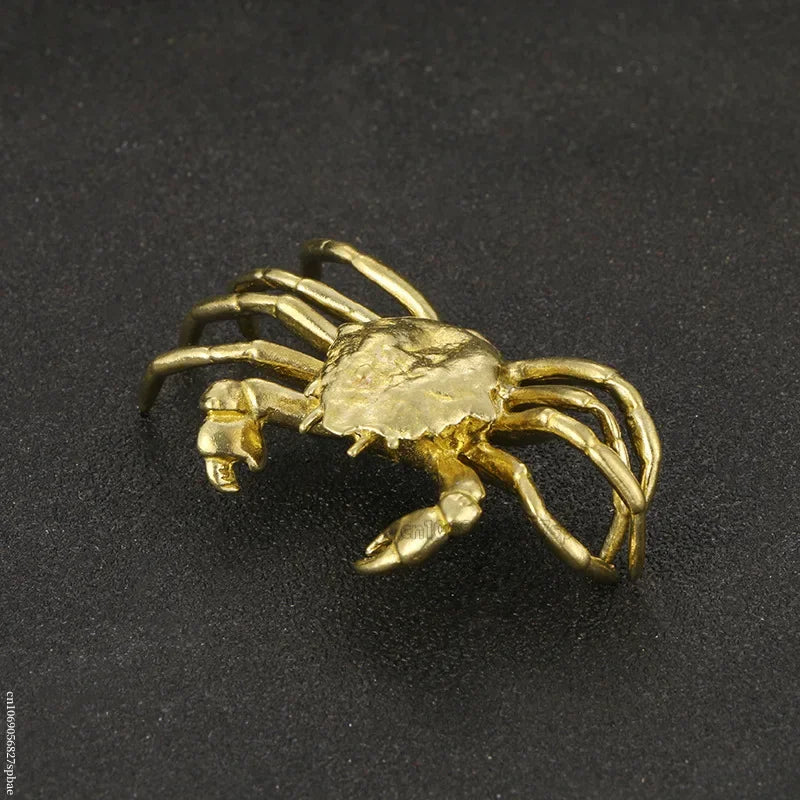 🦀✨ Pure Brass Crab Figurine – Vintage Copper Miniature Decor