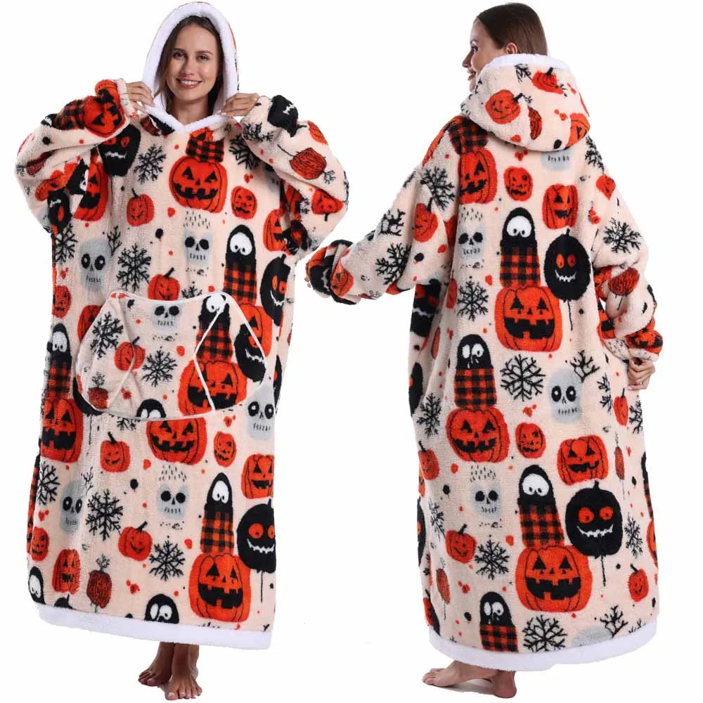 🎃👻 Oversized Wearable TV Blanket Sweatshirt (Halloween & Winter Cozy) 🛋️
