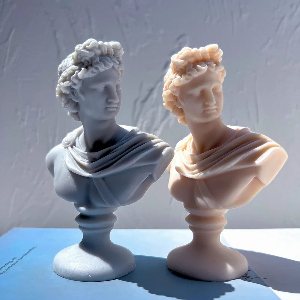 ๐๏ธ Artemis & Apollo Silicone Bust Mold โ Greek Goddess & God Candle Mold | Roman Sculpture Wax Mold for DIY Art & Crafts