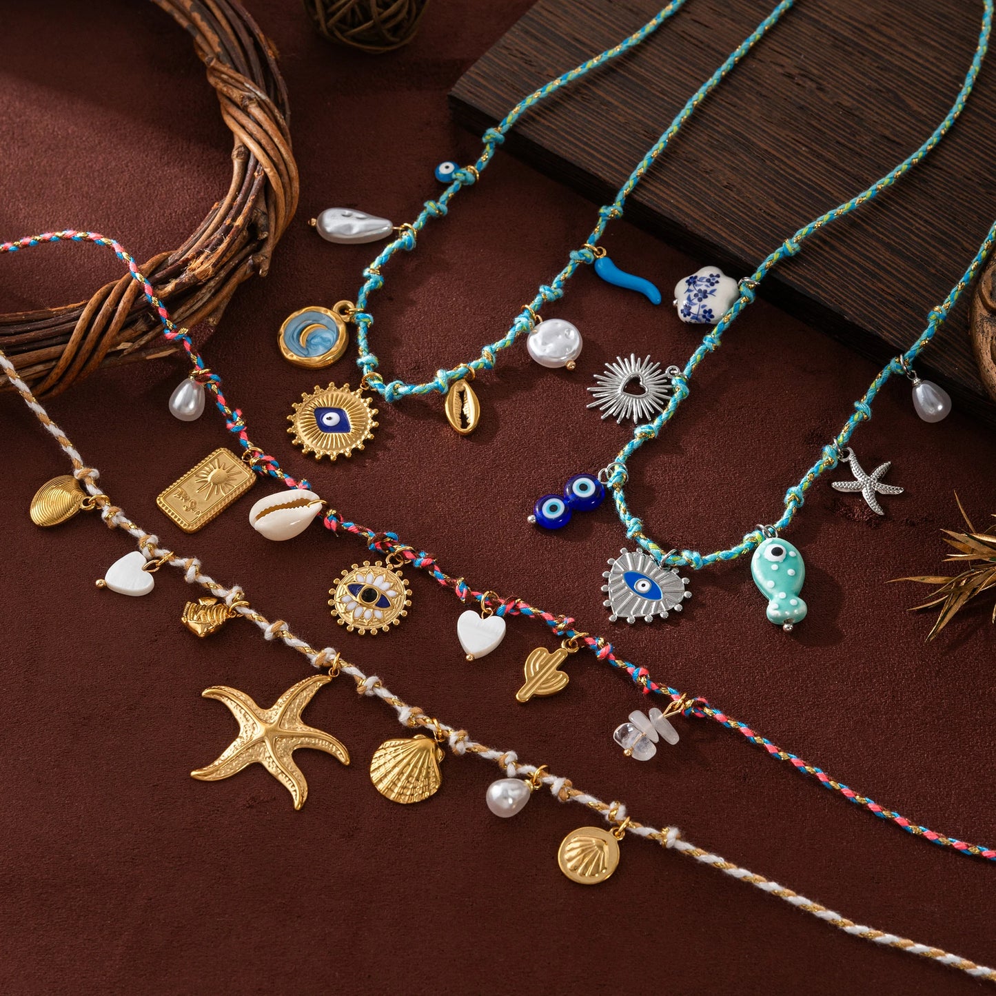 š Summer Sea Starfish & Pearl Pendant Necklace ā Colorful Rope, Gold-Platedummer Sea Love Pendant Necklace ā Starfish & Pearl Colorful Dopamine Rope, Gold-Plated Romantic Jewelry