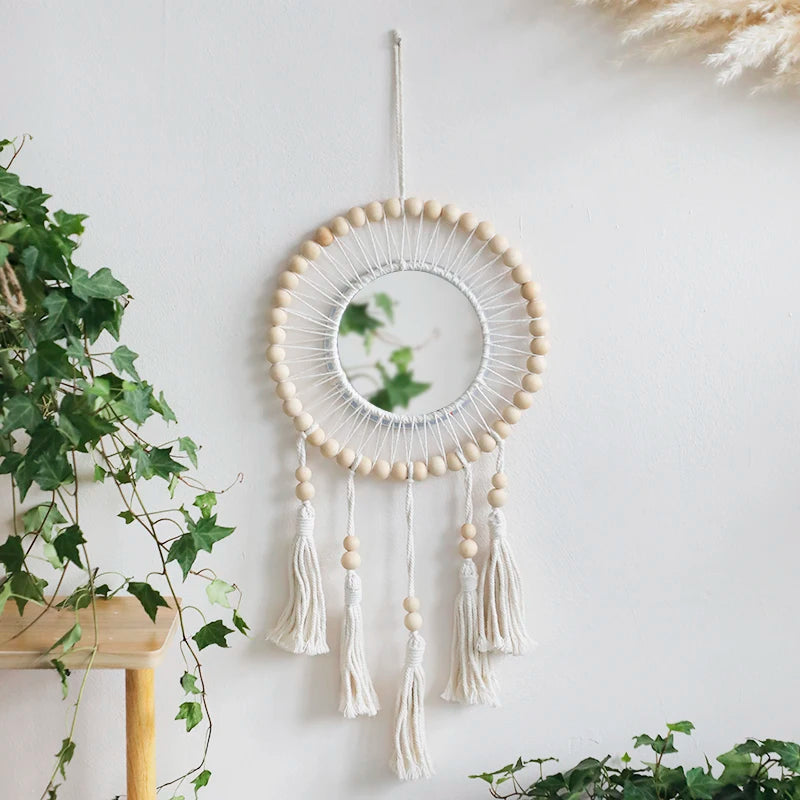 ๐ Boho Dream Catcher Macrame Wall Mirror โจ