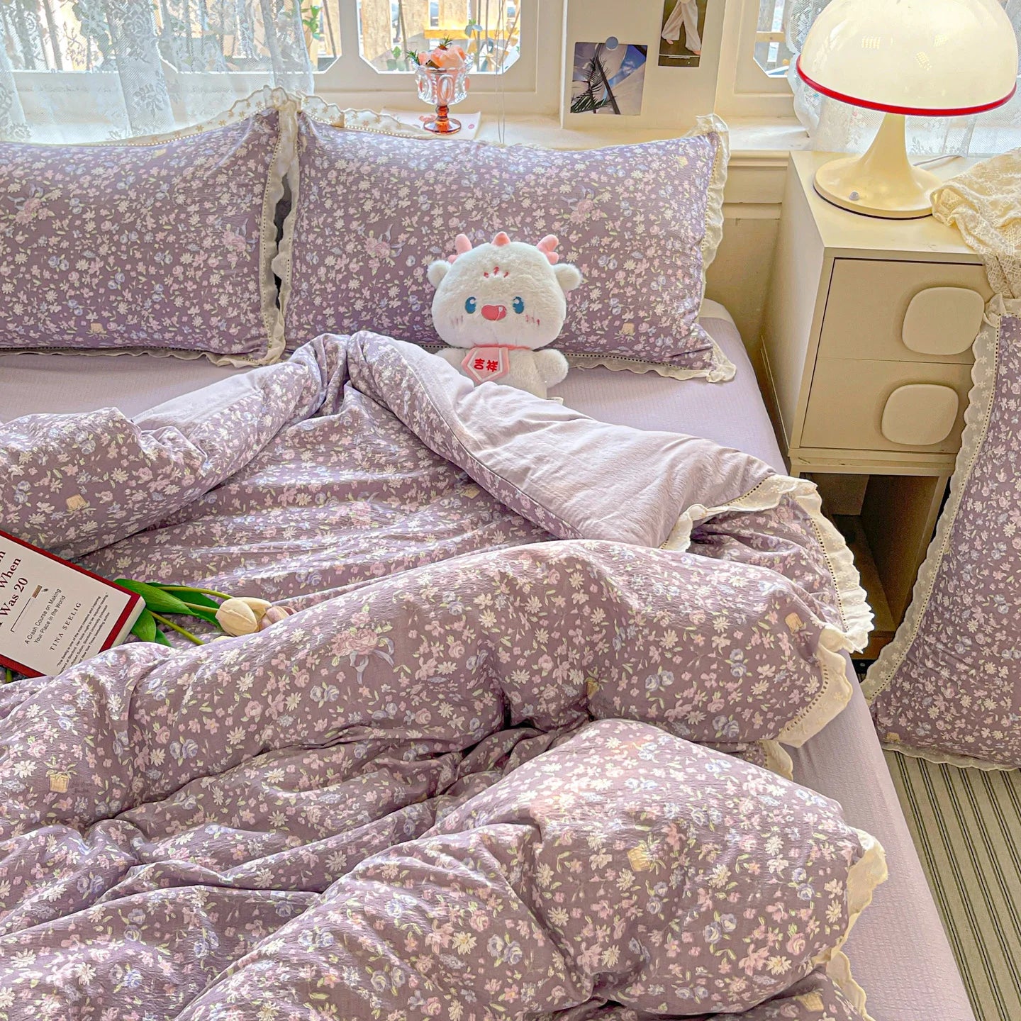 🌸✨ INS Princess Bedding Set 👑 | Ruffle Lace Quilt Cover 💕 Romantic Korean Style Floral 🌷 Bedclothes for Women & Girls 🛏️💖