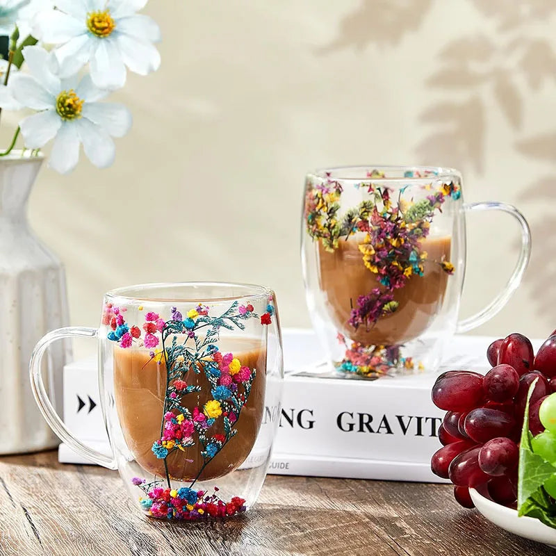 1/2/4PCS Double Wall Clear Glass Coffee Mugs ā Insulated Cups for Hot & Cold Beverages, Cappuccino & Espresso