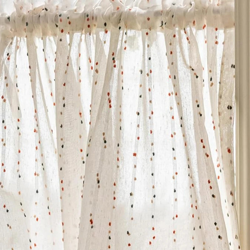 🌈 Tassel Edge Rainbow Ball Linen Curtains 🏡 | Translucent Gauze Drapes for Living Room, Bedroom & Kitchen ✨