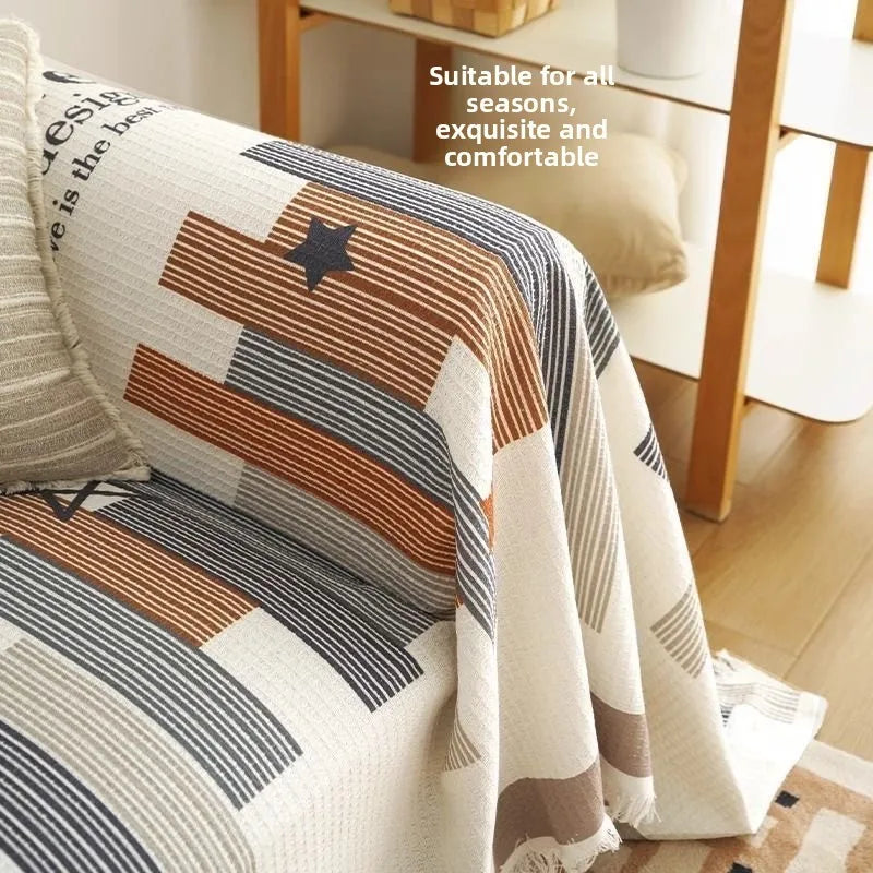 Universal One-Piece Sofa Cover – Cotton Linen or Faux Leather, Anti-Slip, Modern Simple Style Home Fabric