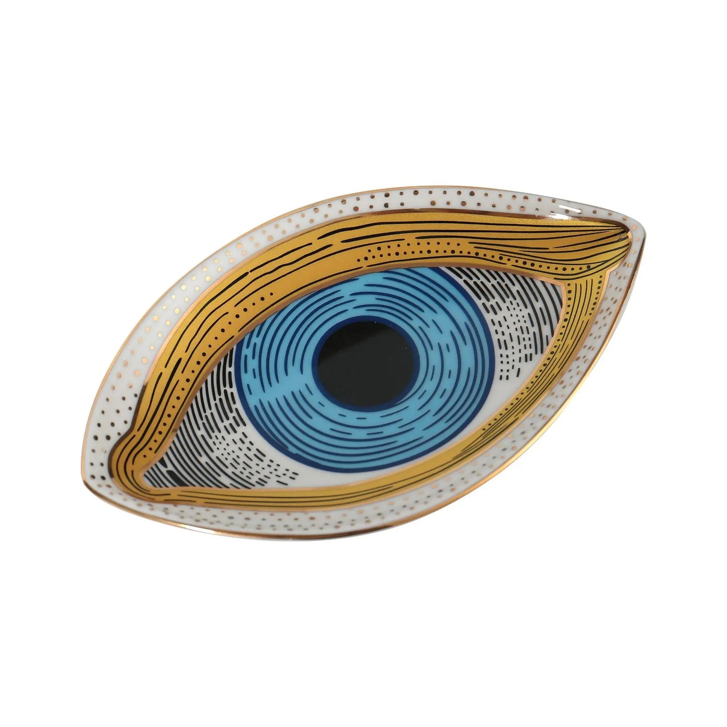 Greek Evil Eye Ceramic Jewelry Tray – Trinket Dish for Rings, Earrings & Necklaces – Decorative Plate for Home Decor