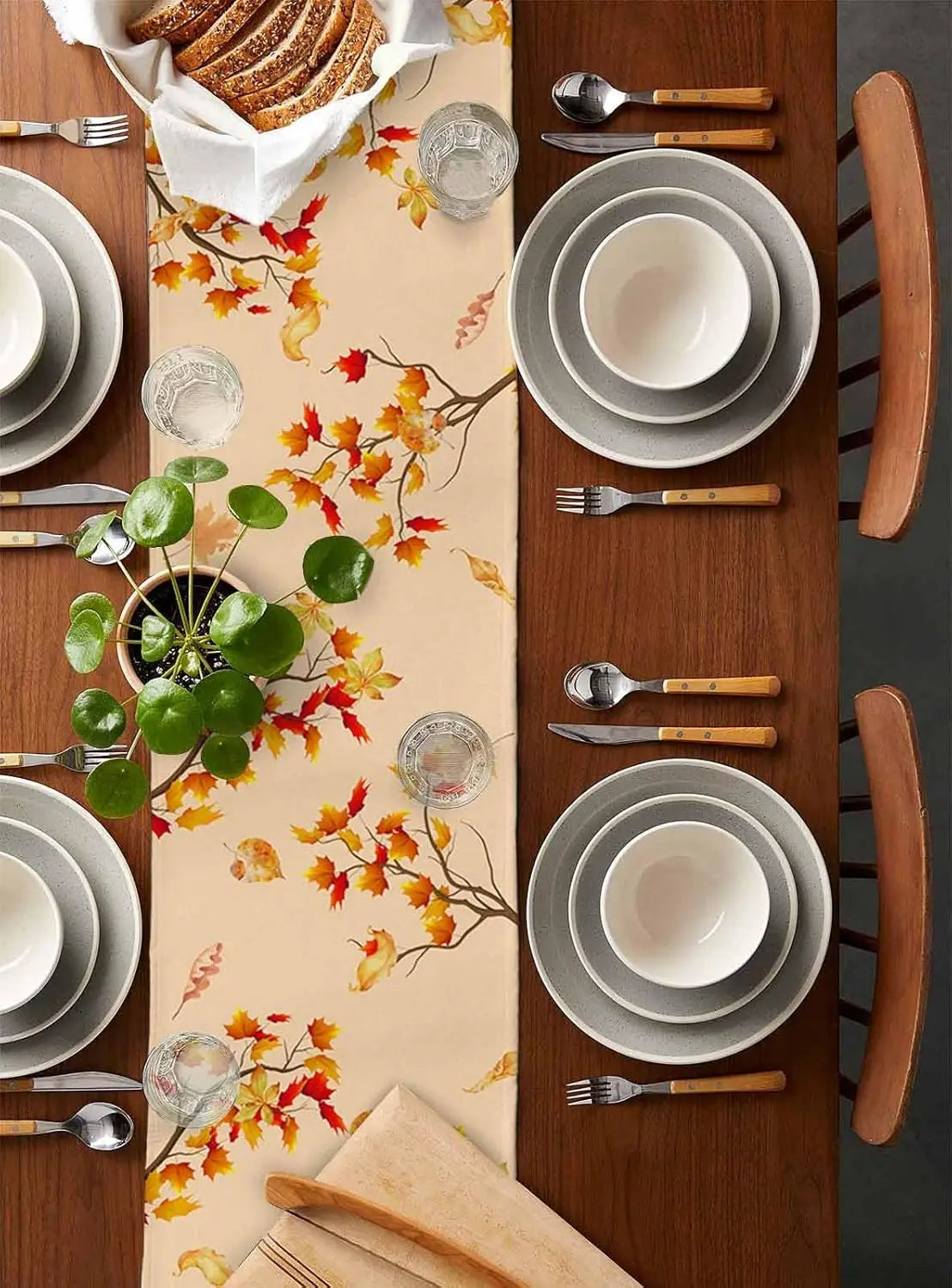 🦔🎃 Festive Fall Linen Table Runner for Thanksgiving 🍁