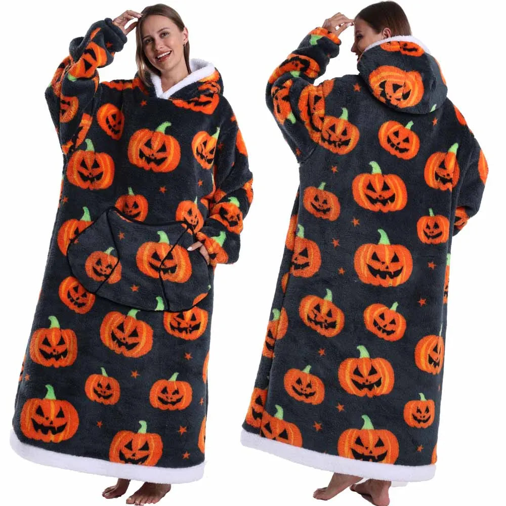 🎃👻 Oversized Wearable TV Blanket Sweatshirt (Halloween & Winter Cozy) 🛋️