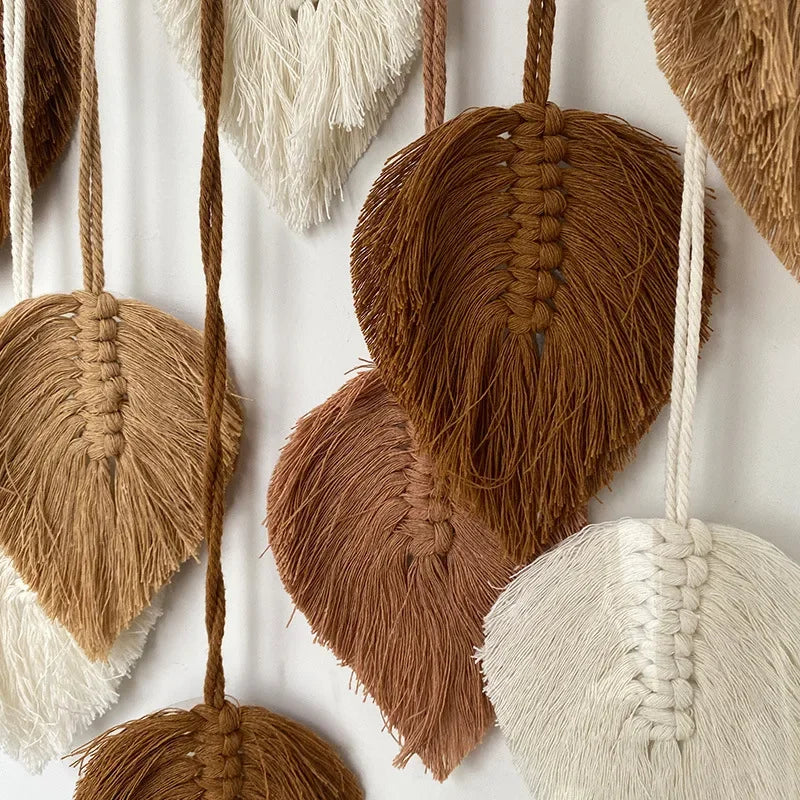 🍃 Handwoven Macramé Leaf Wall Hanging Ornament ✨