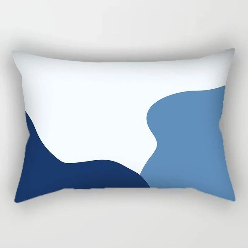 Luxury Blue Rectangle Pillow โ Modern Geometric Accent for Sofa or Couch