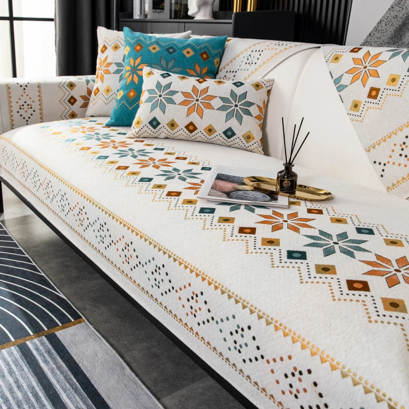 🛋️ Modern Geometric Sofa Mats – Anti-Slip, Machine Washable, Perfect for Spring & Summer