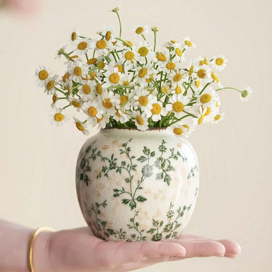 Ice Crackle Handmad🌊 Ice Crackle Ceramic Vase – Handmade Boho Charm 🖐️🏺e Ceramic Vase – Bohemian Art for Home Décor, Perfect for Fresh & Dry Flowers in Living Rooms & Offices