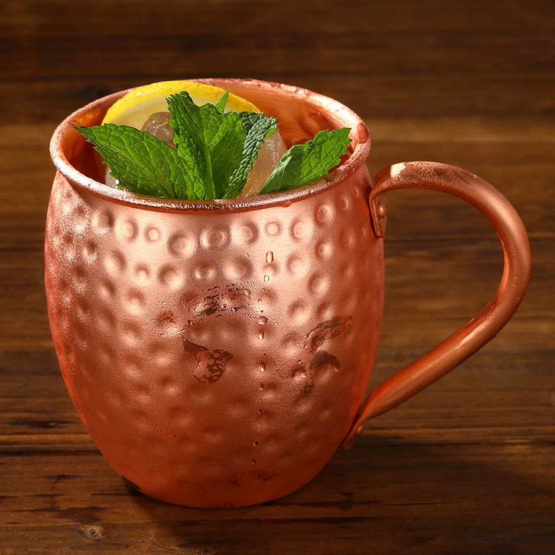 Mule Copper Mugs – Set of 4 Hammered 100% Pure Copper Cups with Riveted Handles (540ml / 18oz)